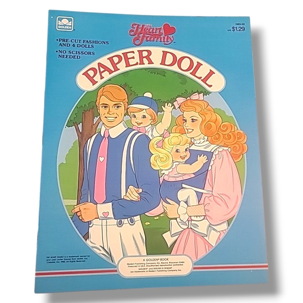 The Heart Family Paper Doll Golden Book‎ 1985 Mattel Pre-Cut Fashions 4 Dolls...
